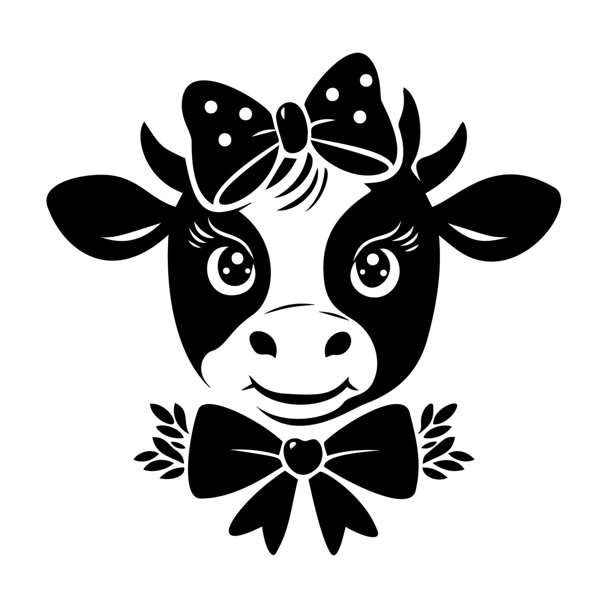 Cute Cow Silhouette SVG design for Cricut, Silhouette, laser cutting, vinyl, sublimation, and craft projects.
