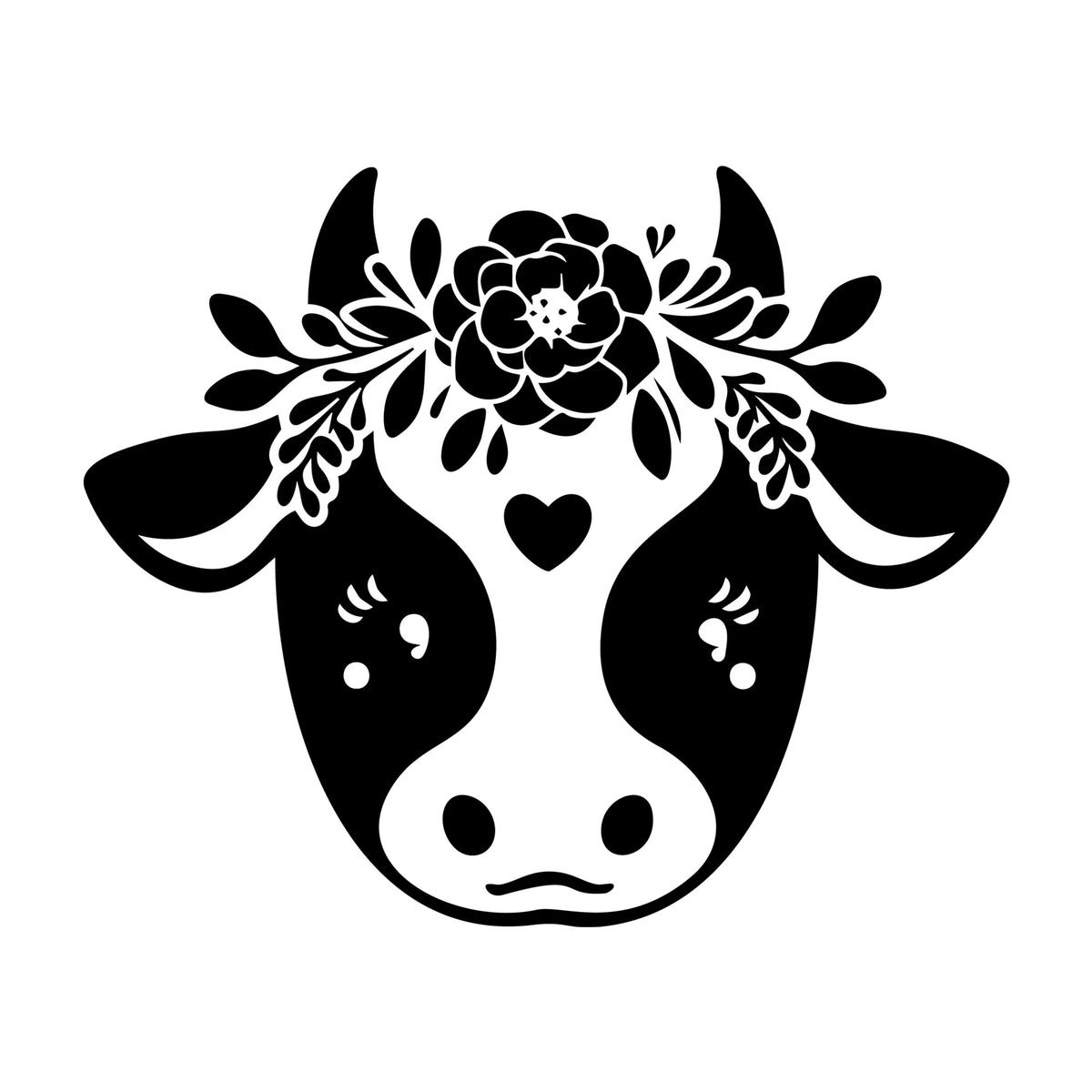 Cute Cow Silhouette SVG design for Cricut, Silhouette, laser cutting, vinyl, sublimation, and craft projects.