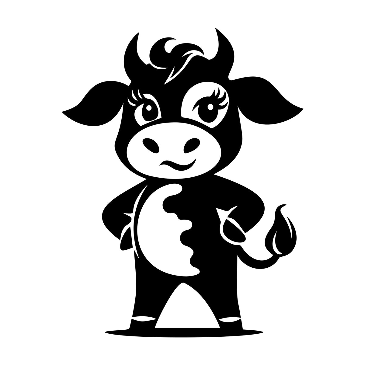 Cute Cow Silhouette SVG design for Cricut, Silhouette, laser cutting, vinyl, sublimation, and craft projects.
