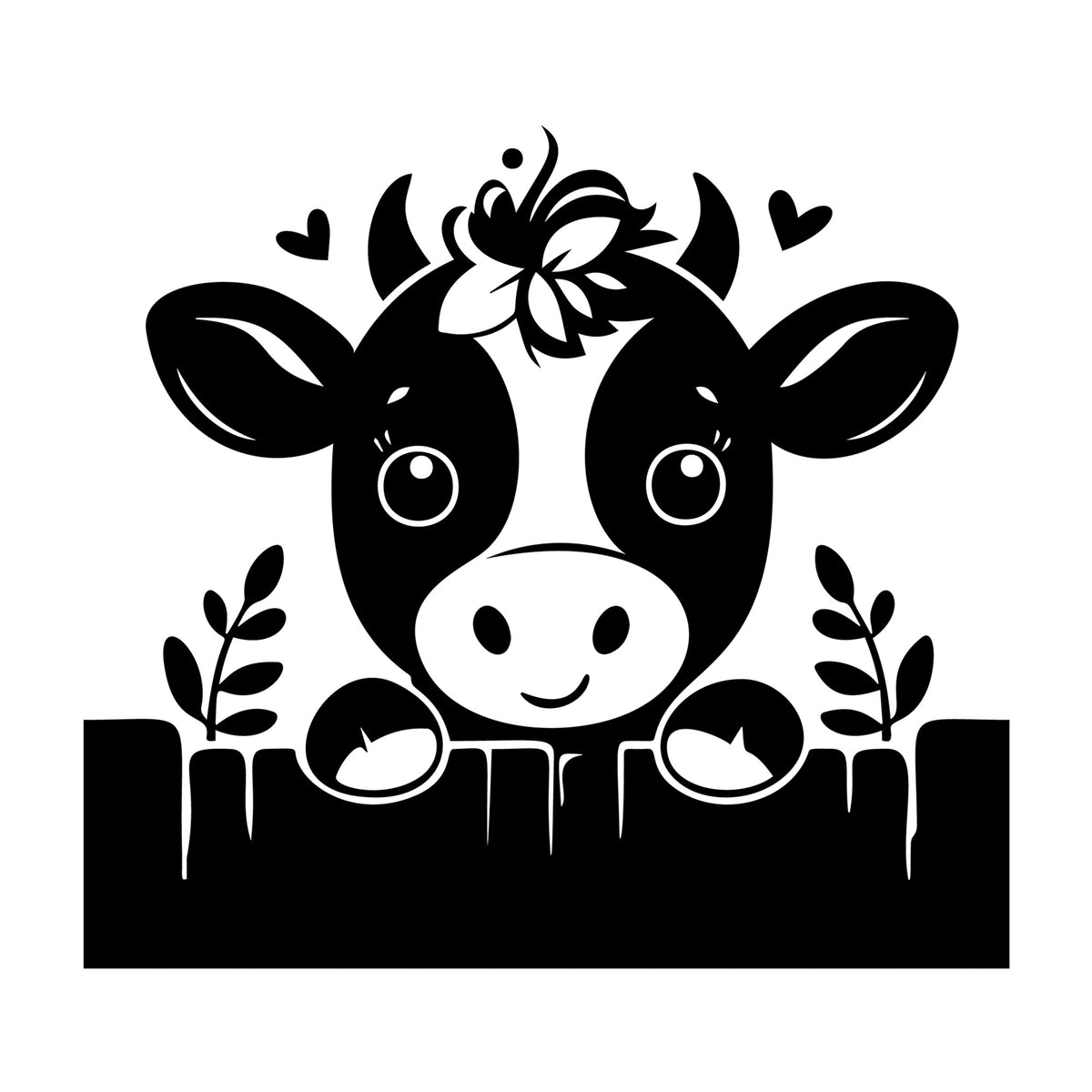 Cute Cow Silhouette SVG design for Cricut, Silhouette, laser cutting, vinyl, sublimation, and craft projects.