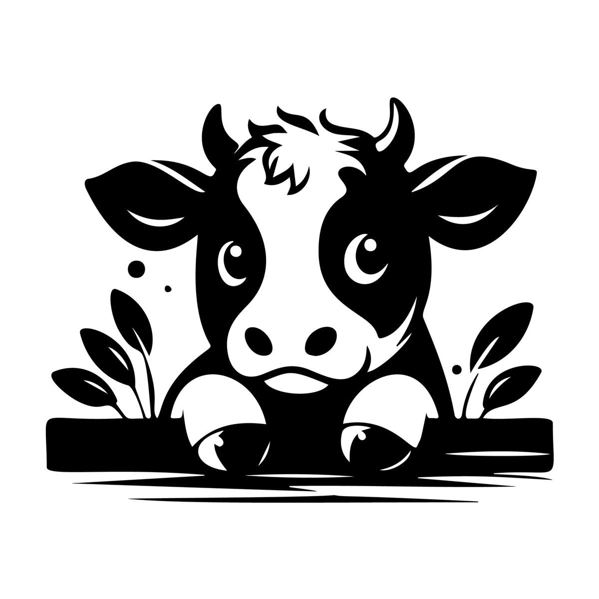Cute Cow Silhouette SVG design for Cricut, Silhouette, laser cutting, vinyl, sublimation, and craft projects.