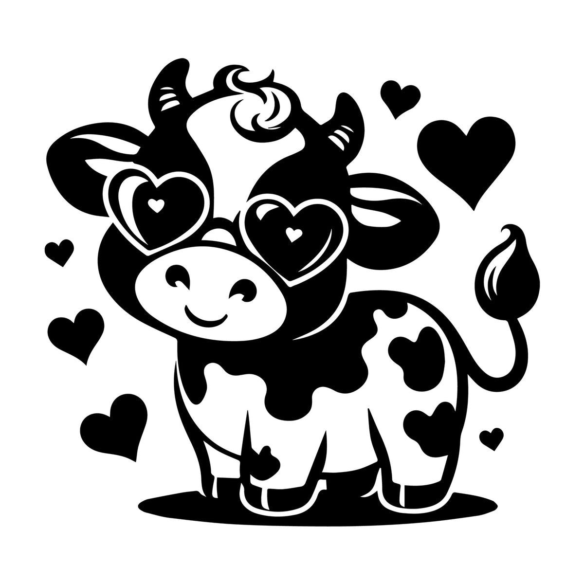 Cute Cow Silhouette SVG design for Cricut, Silhouette, laser cutting, vinyl, sublimation, and craft projects.