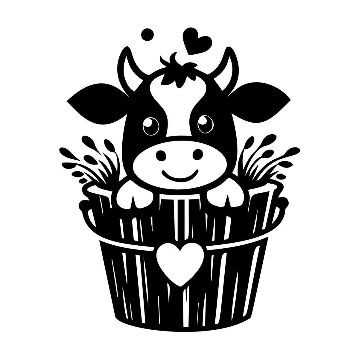 Cute Cow Silhouette SVG design for Cricut, Silhouette, laser cutting, vinyl, sublimation, and craft projects.
