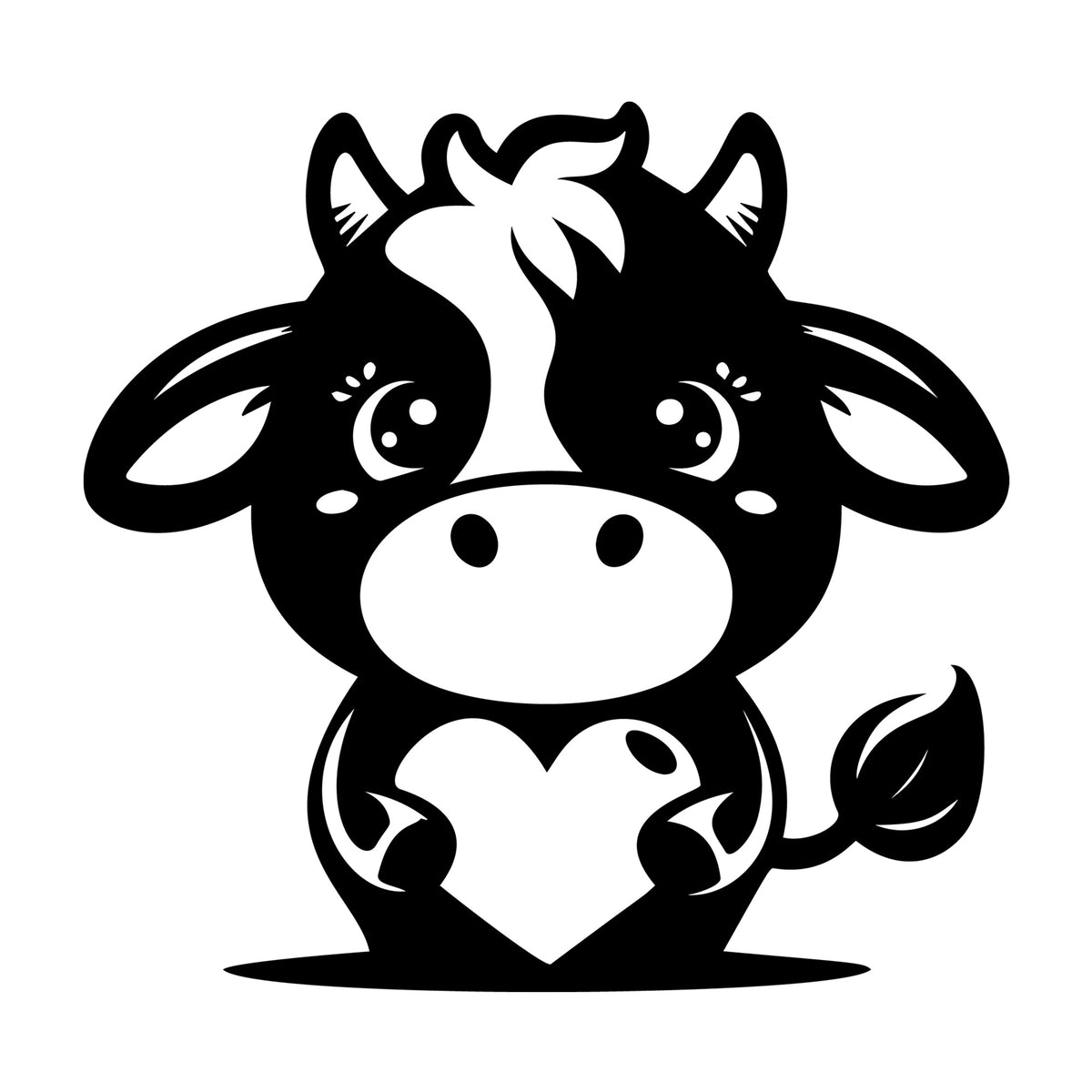 Cute Cow Silhouette SVG design for Cricut, Silhouette, laser cutting, vinyl, sublimation, and craft projects.