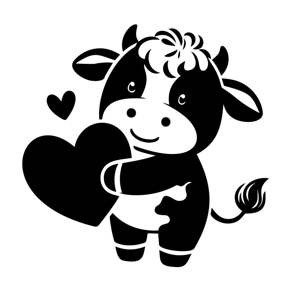 Cute Cow Silhouette SVG design for Cricut, Silhouette, laser cutting, vinyl, sublimation, and craft projects.