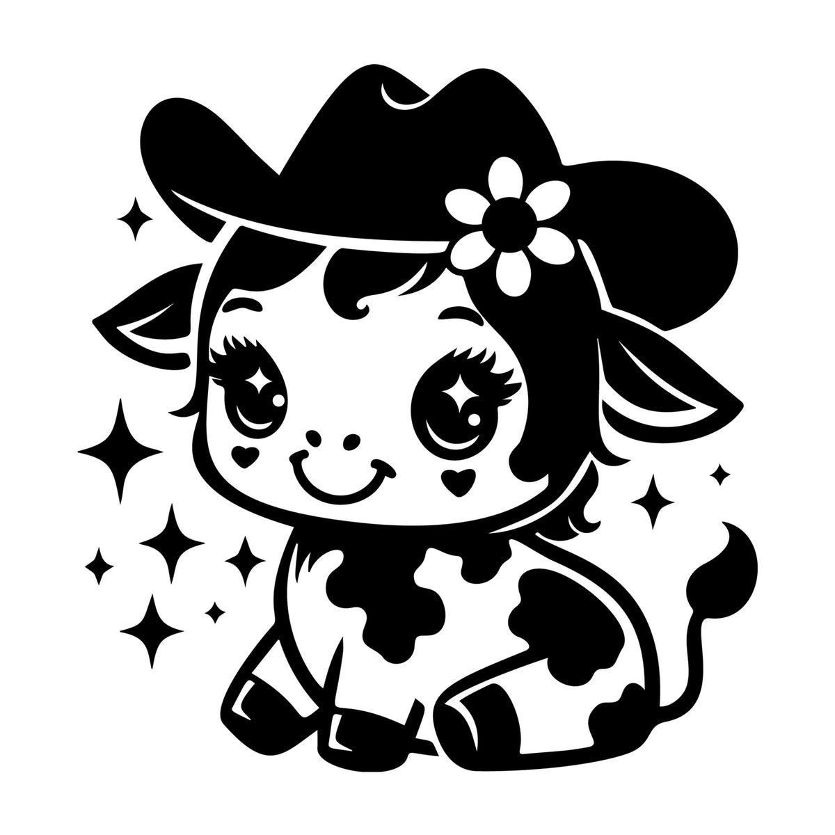 Cute Cow Silhouette SVG design for Cricut, Silhouette, laser cutting, vinyl, sublimation, and craft projects.