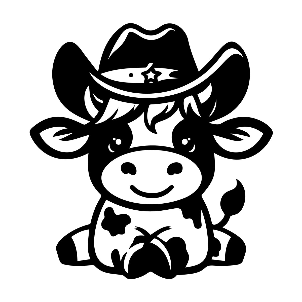 Cute Cow Silhouette SVG design for Cricut, Silhouette, laser cutting, vinyl, sublimation, and craft projects.