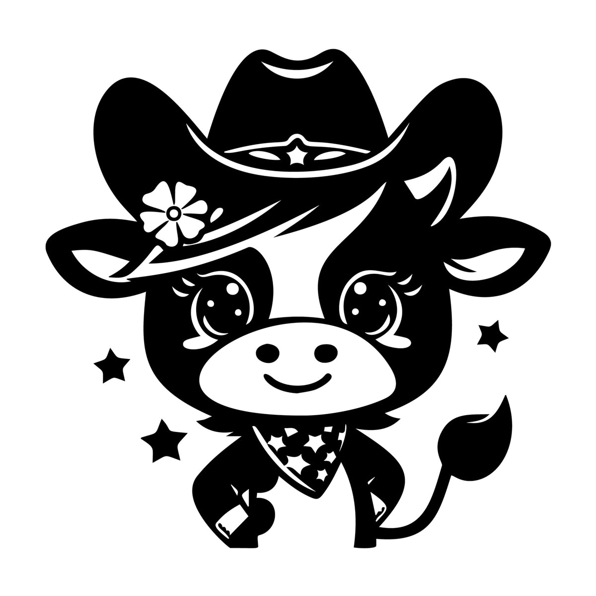 Cute Cow Silhouette SVG design for Cricut, Silhouette, laser cutting, vinyl, sublimation, and craft projects.
