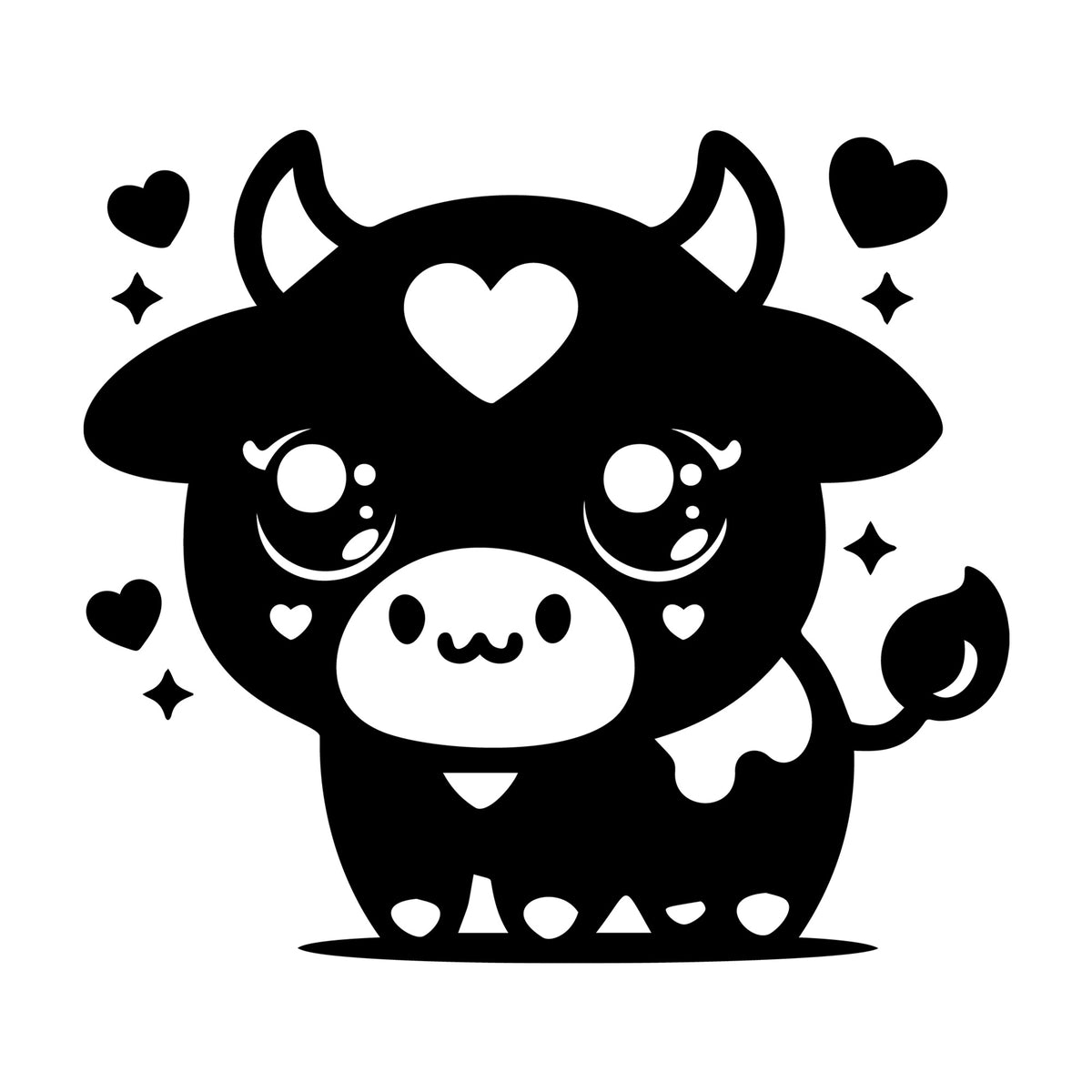 Cute Cow Silhouette SVG design for Cricut, Silhouette, laser cutting, vinyl, sublimation, and craft projects.
