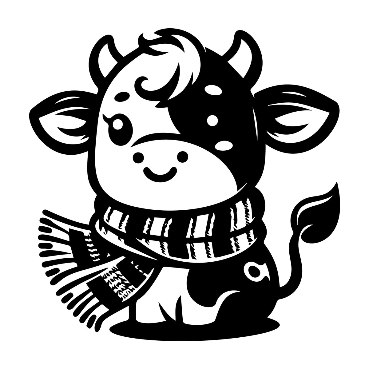 Cute Cow Silhouette SVG design for Cricut, Silhouette, laser cutting, vinyl, sublimation, and craft projects.