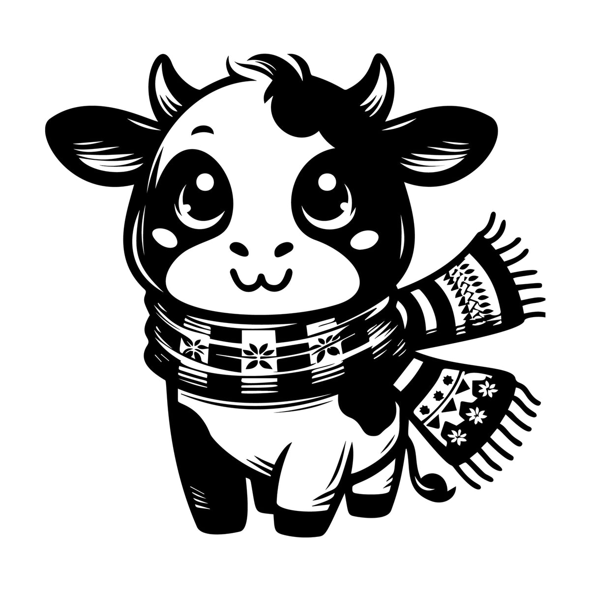 Cute Cow Silhouette SVG design for Cricut, Silhouette, laser cutting, vinyl, sublimation, and craft projects.