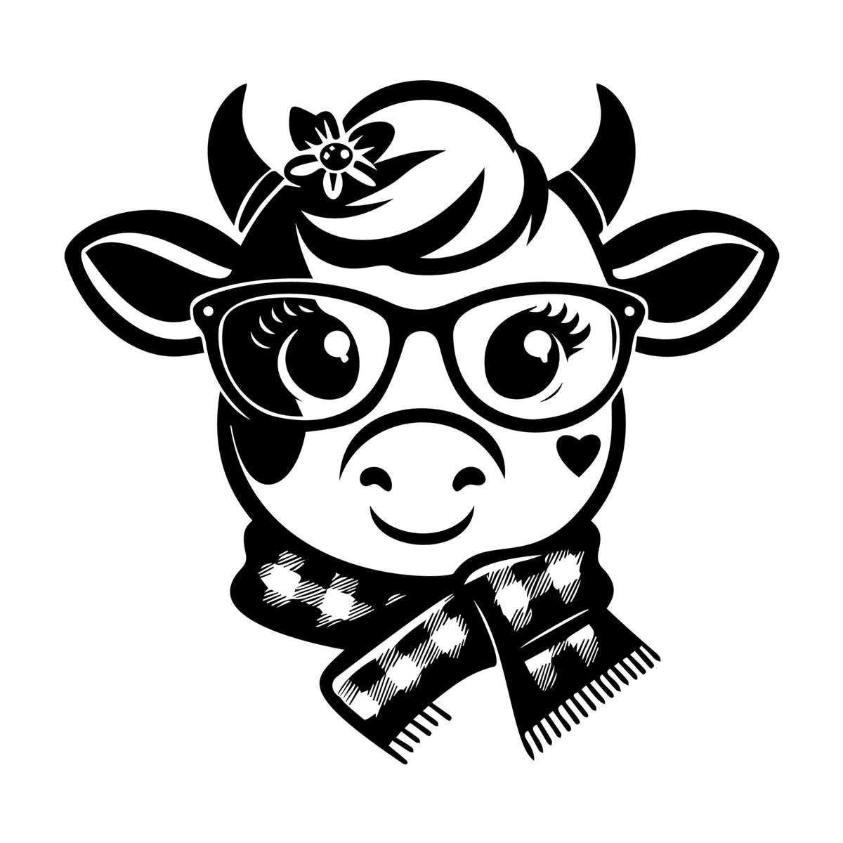 Cute Cow Silhouette SVG design for Cricut, Silhouette, laser cutting, vinyl, sublimation, and craft projects.