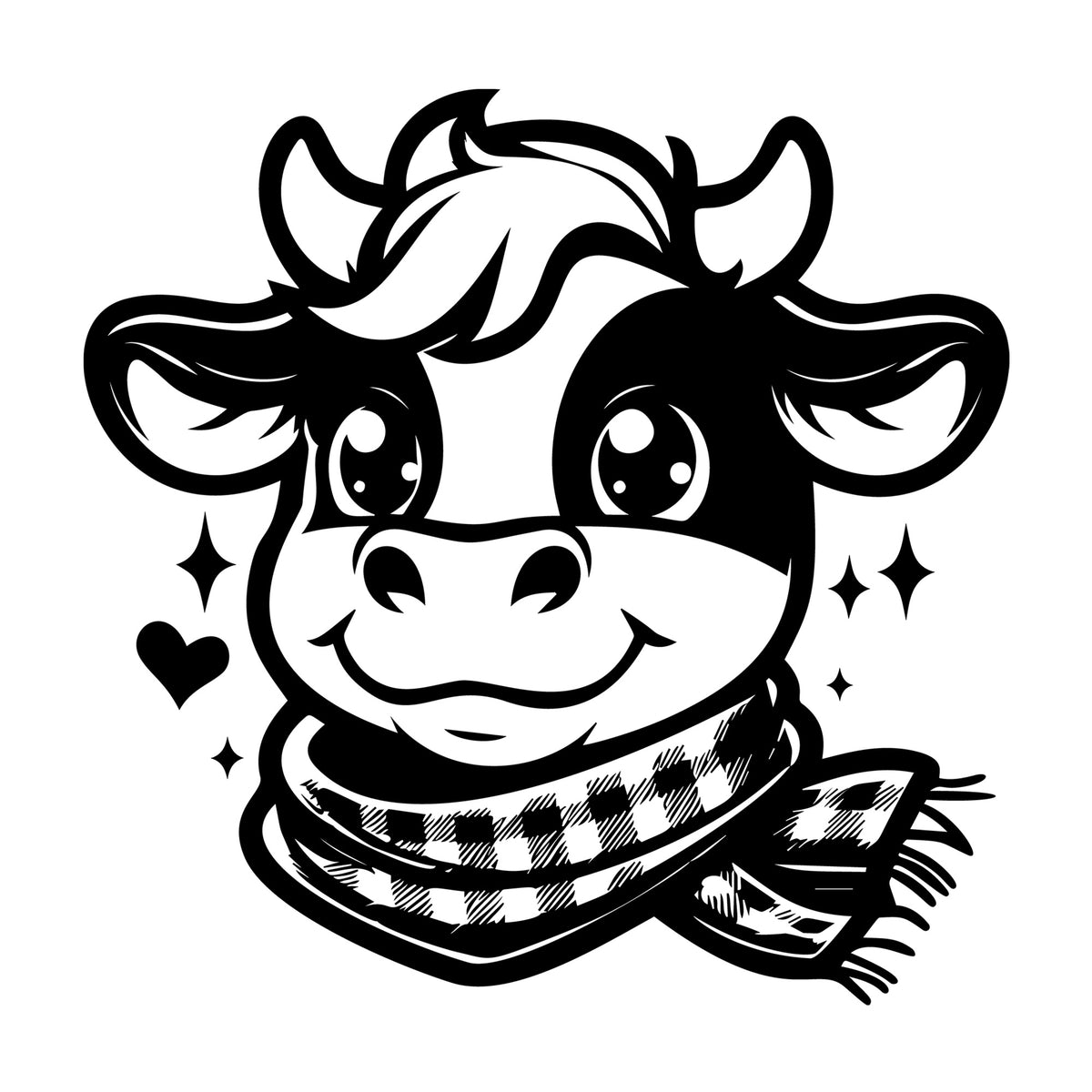 Cute Cow Silhouette SVG design for Cricut, Silhouette, laser cutting, vinyl, sublimation, and craft projects.