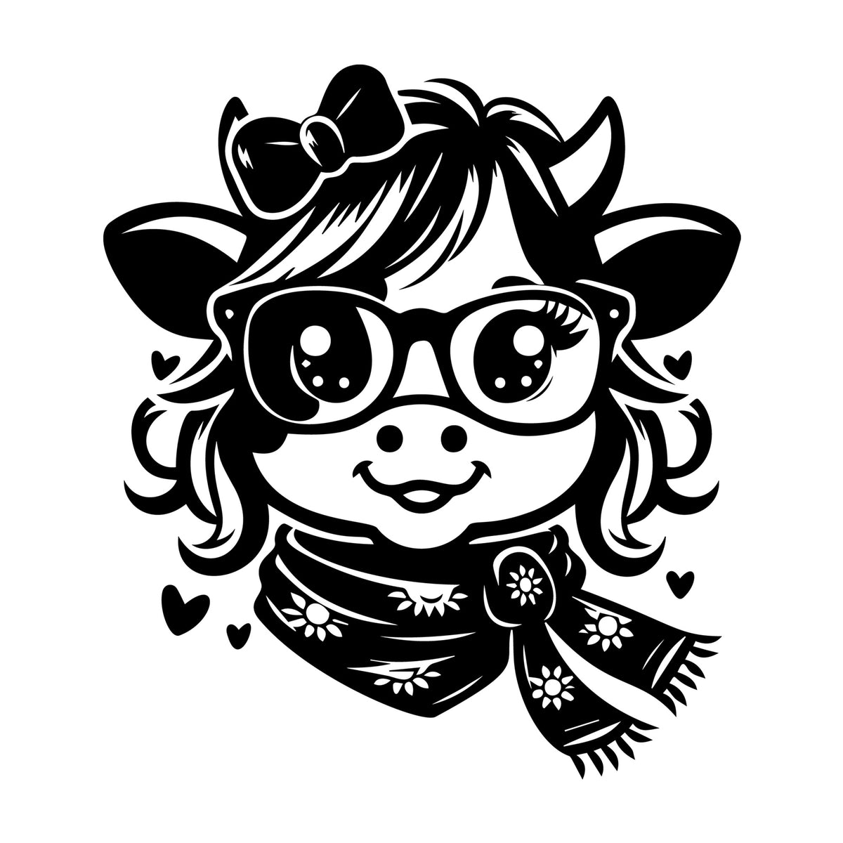 Cute Cow Silhouette SVG design for Cricut, Silhouette, laser cutting, vinyl, sublimation, and craft projects.