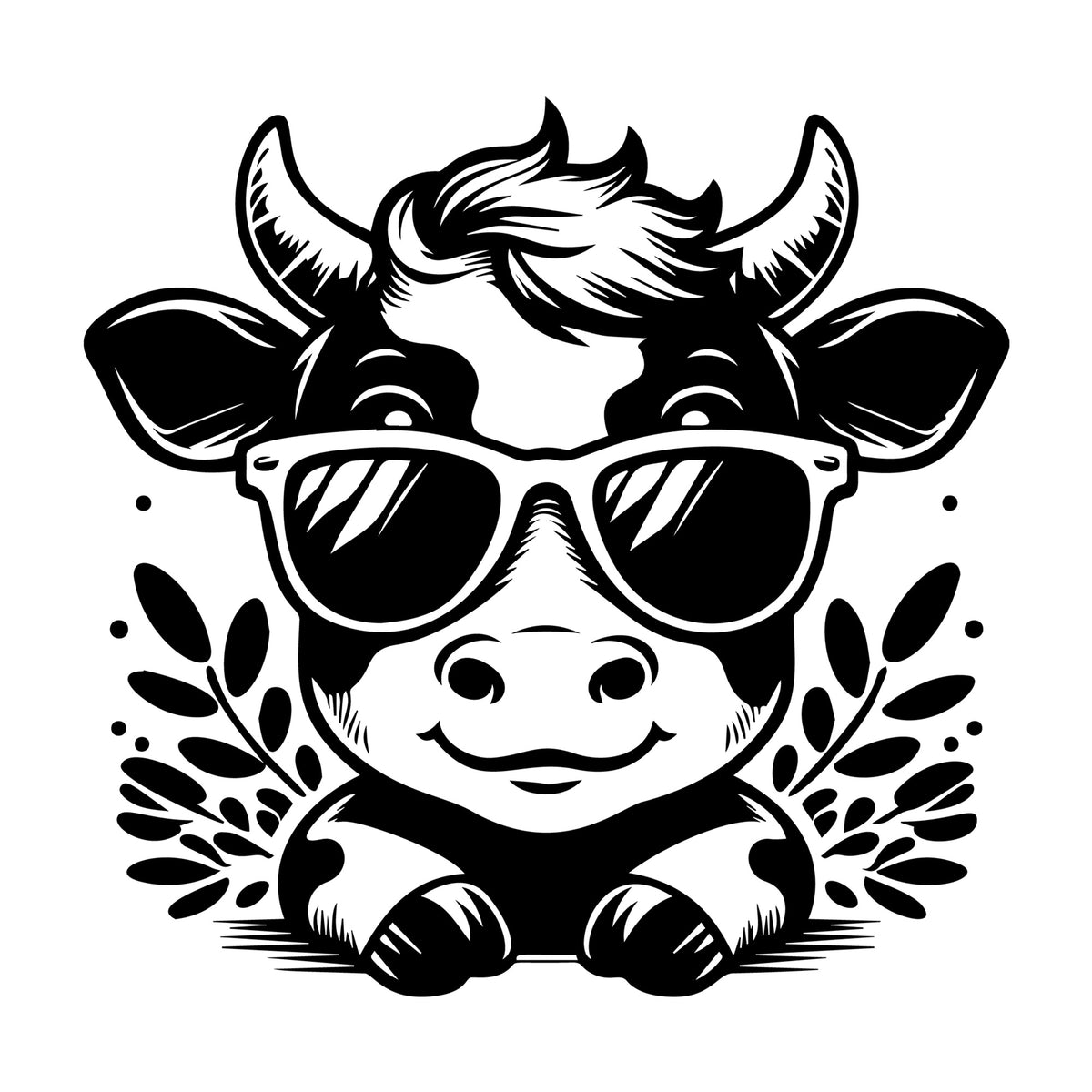 Cute Cow Silhouette SVG design for Cricut, Silhouette, laser cutting, vinyl, sublimation, and craft projects.