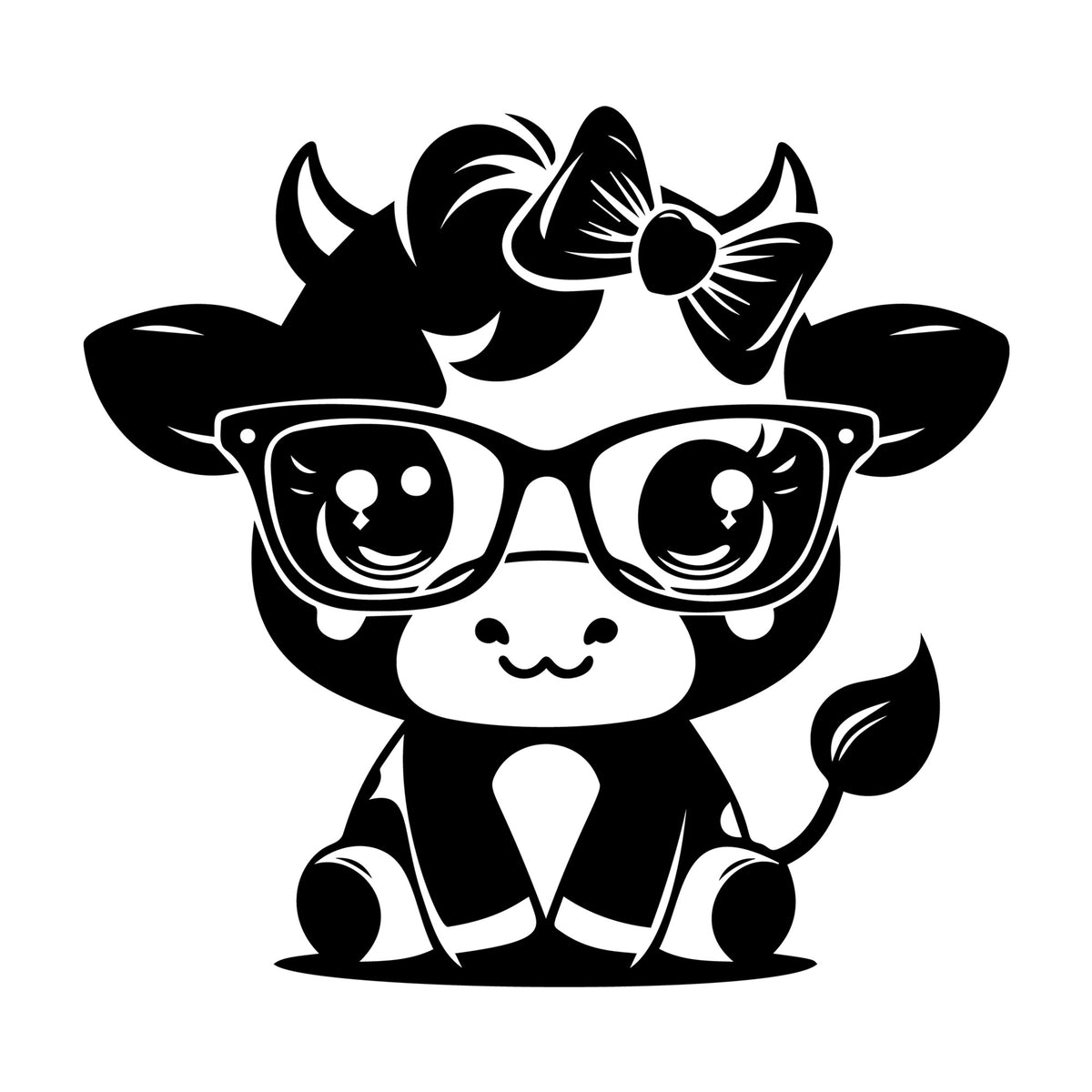Cute Cow Silhouette SVG design for Cricut, Silhouette, laser cutting, vinyl, sublimation, and craft projects.