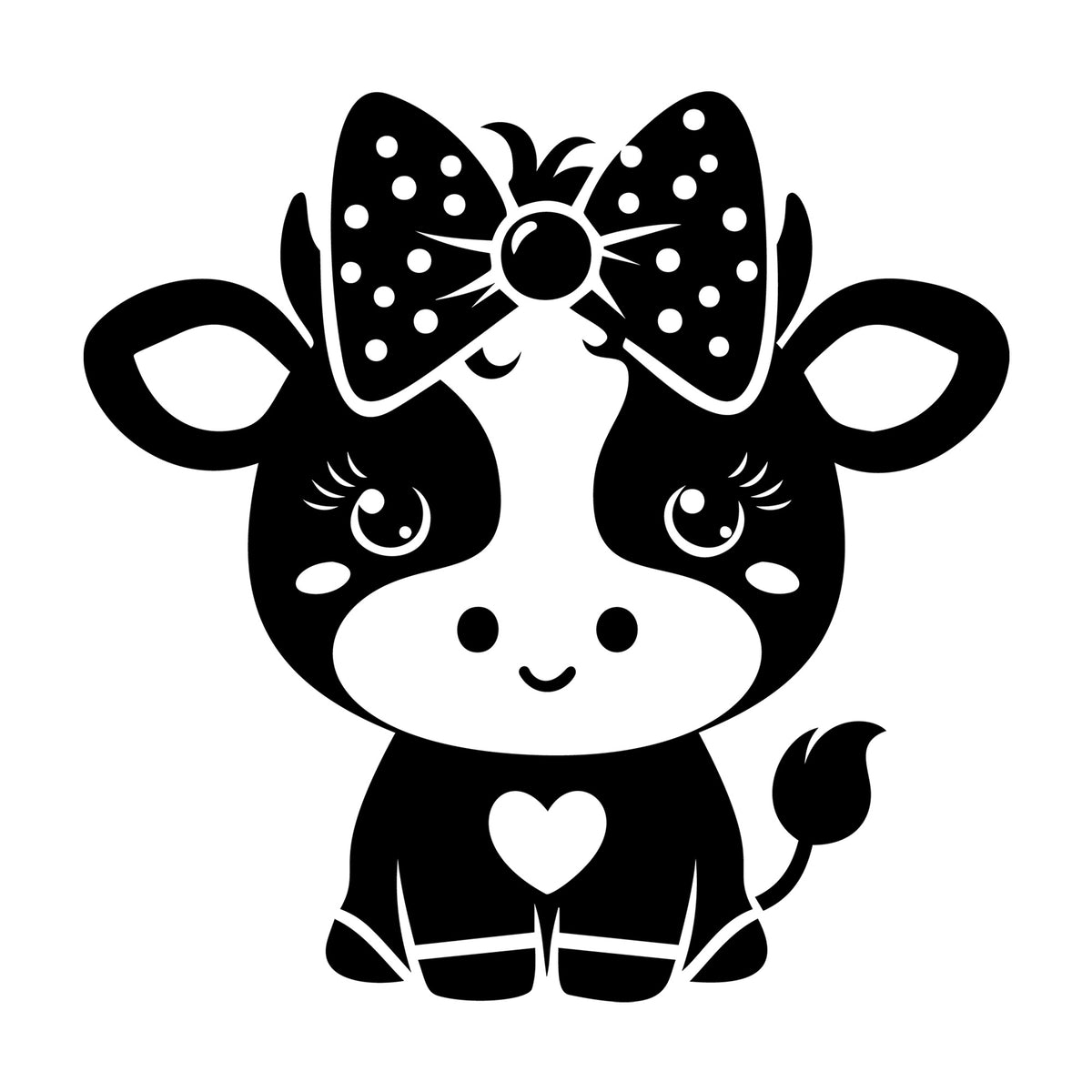 Cute Cow Silhouette SVG design for Cricut, Silhouette, laser cutting, vinyl, sublimation, and craft projects.