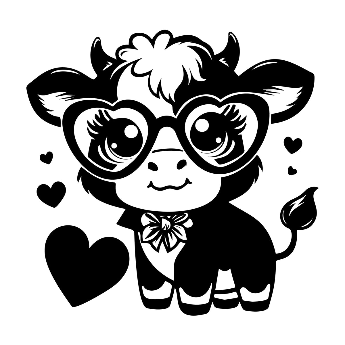Cute Cow Silhouette SVG design for Cricut, Silhouette, laser cutting, vinyl, sublimation, and craft projects.