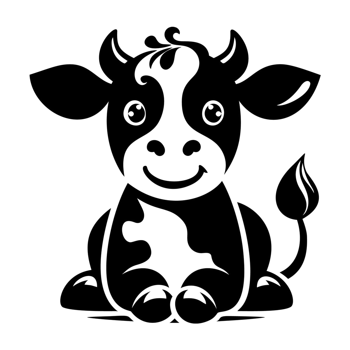 Cute Cow Silhouette SVG design for Cricut, Silhouette, laser cutting, vinyl, sublimation, and craft projects.