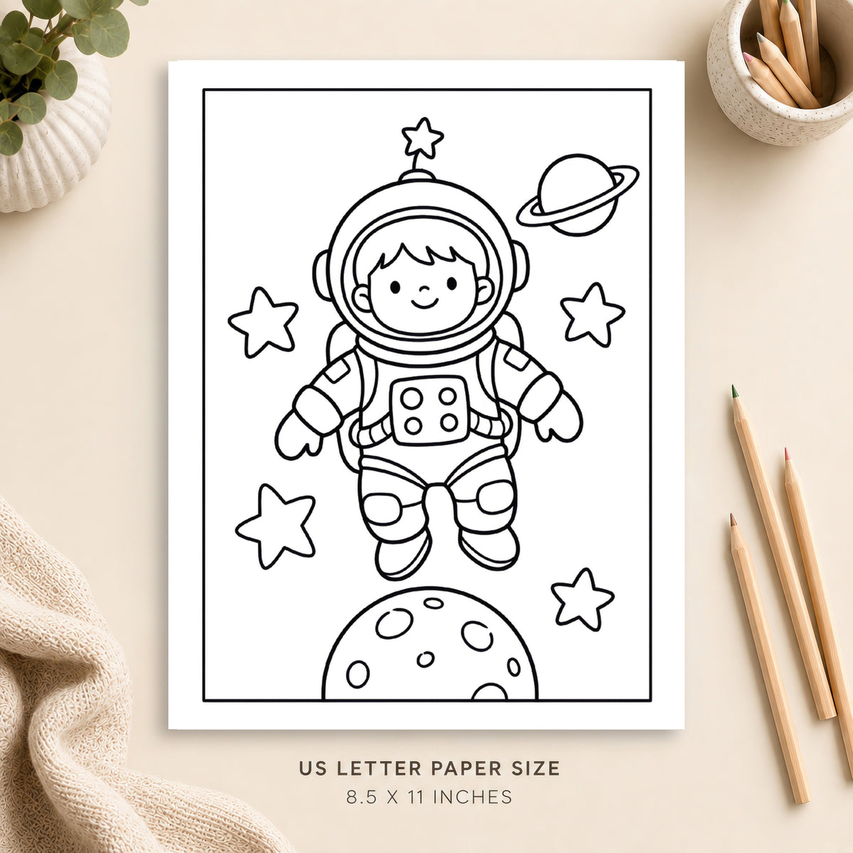 Cute Astronaut Coloring Page 2