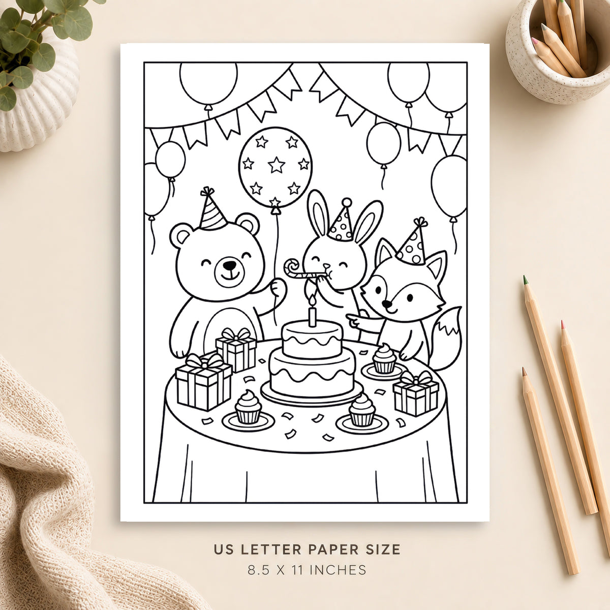 Cute Birthday Party Coloring Page 6