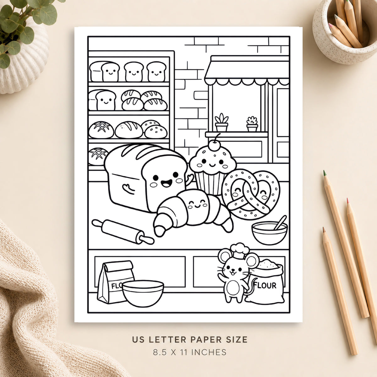Cute Bread and Bakery Coloring Page 5