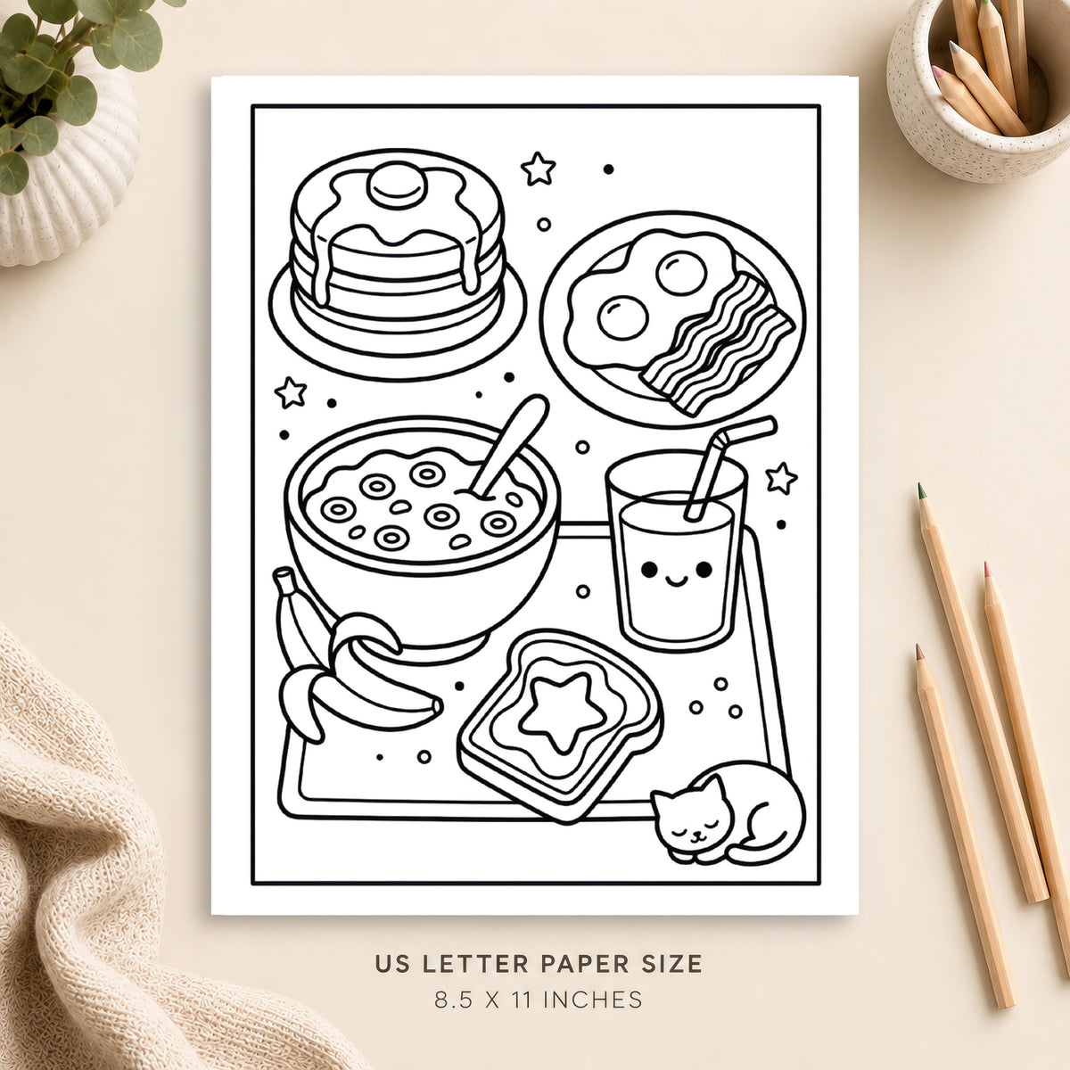 Cute Breakfast Coloring Page 3