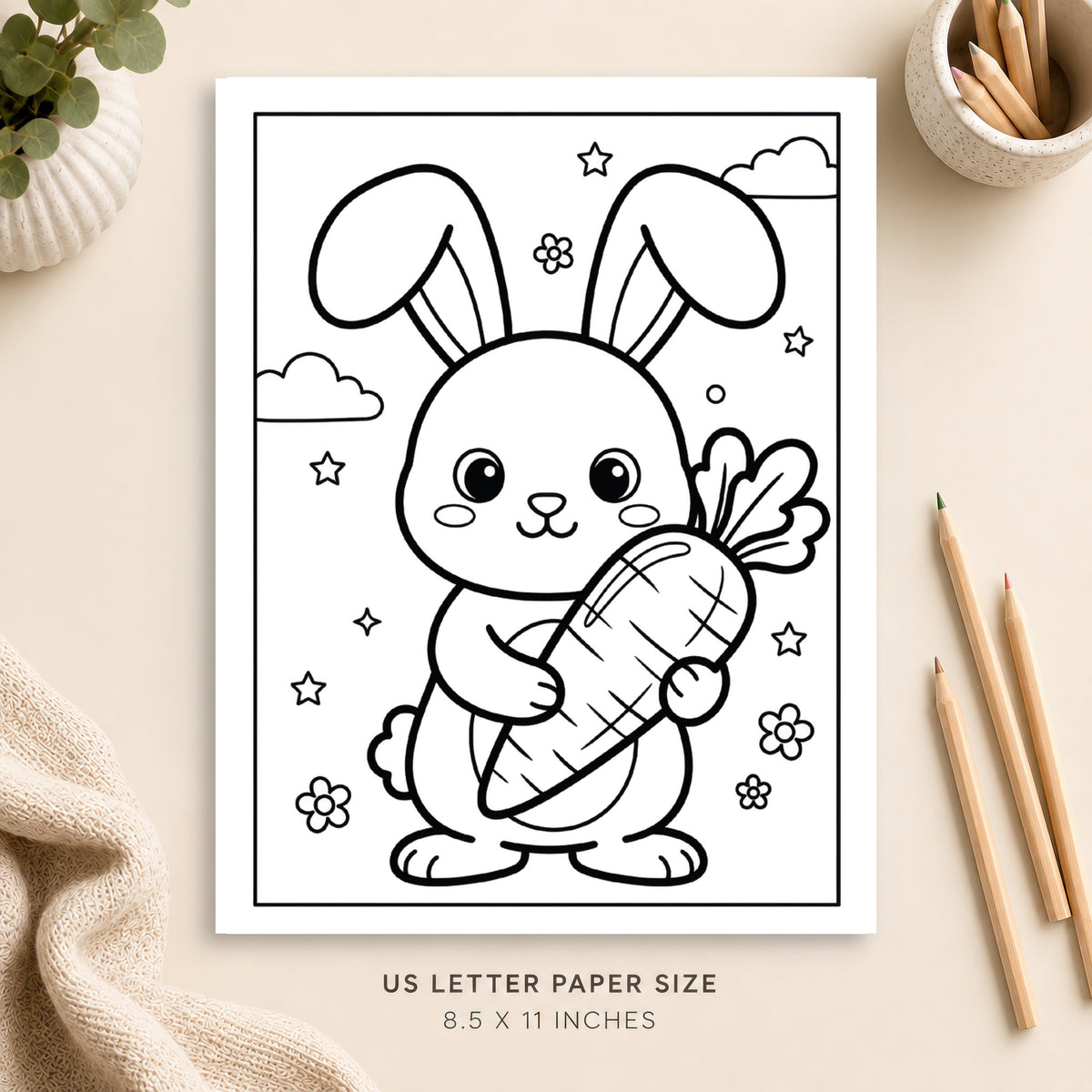 Cute Bunny Coloring Page 4