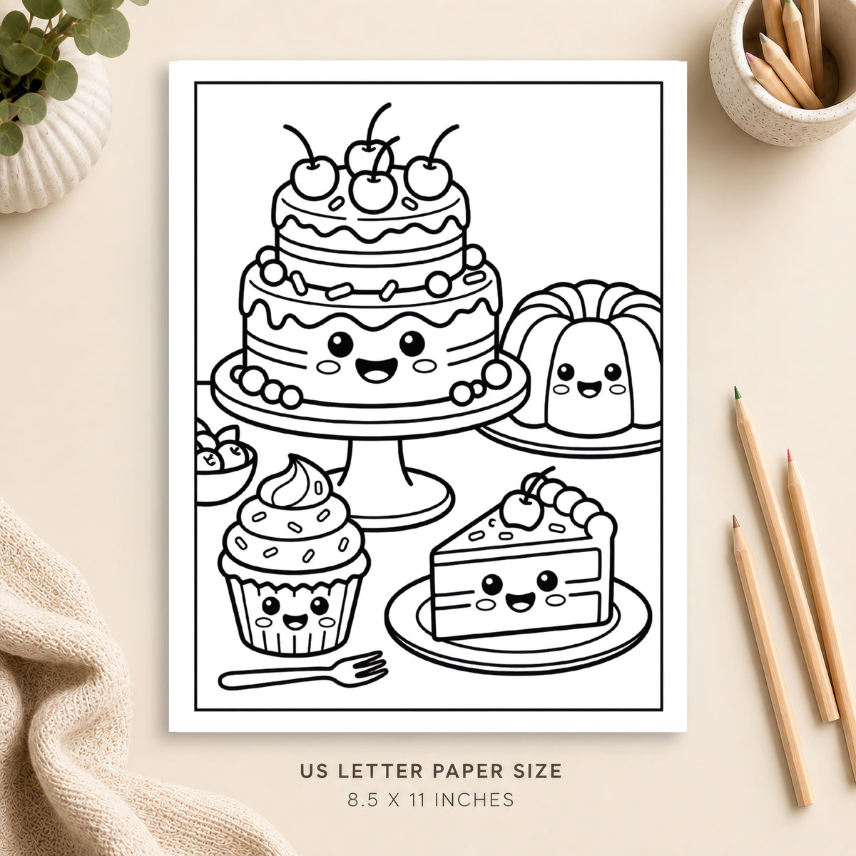 Cute Cake Coloring Page 4