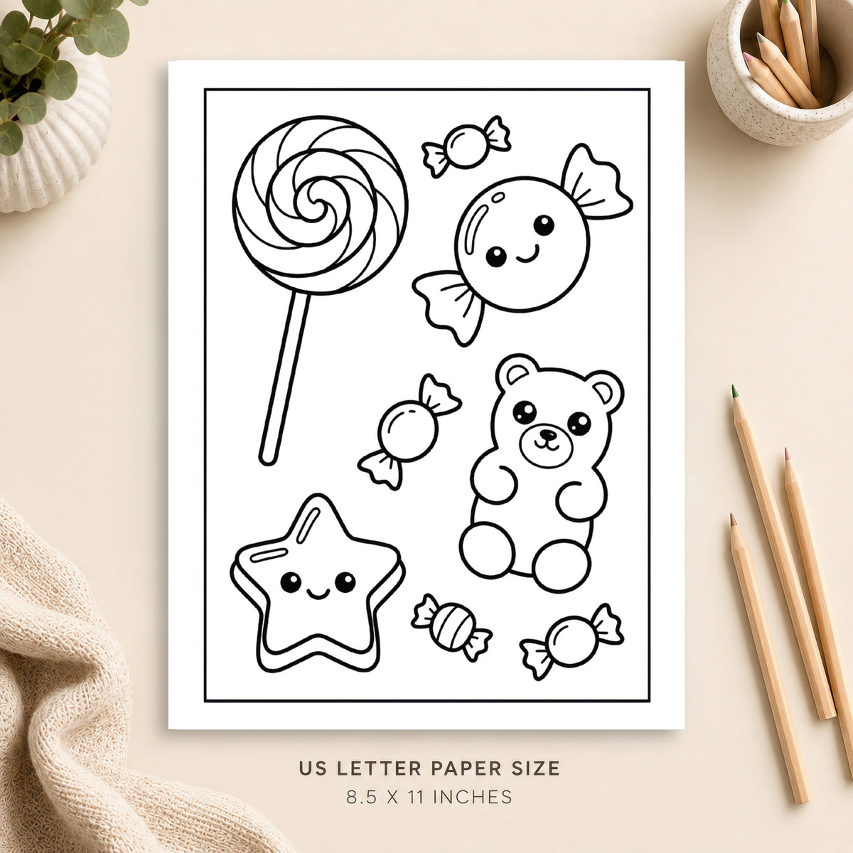 Cute Candy Coloring Page 3