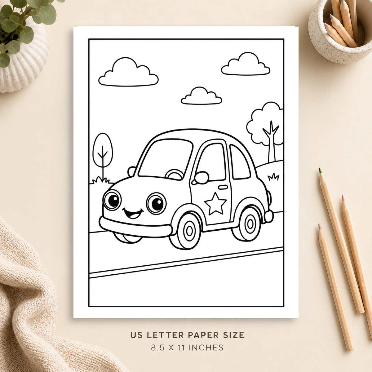 Cute Car Coloring Page 2