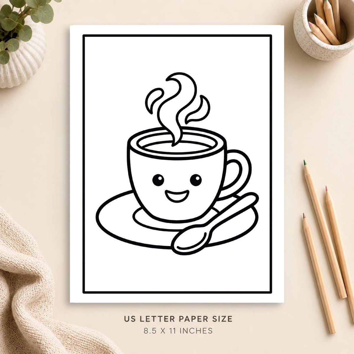 Cute Coffee Coloring Page 1