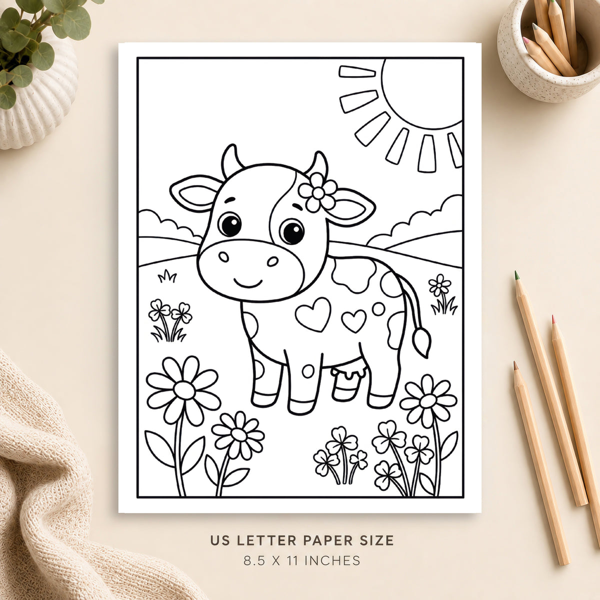 Cute Cow Coloring Page 4