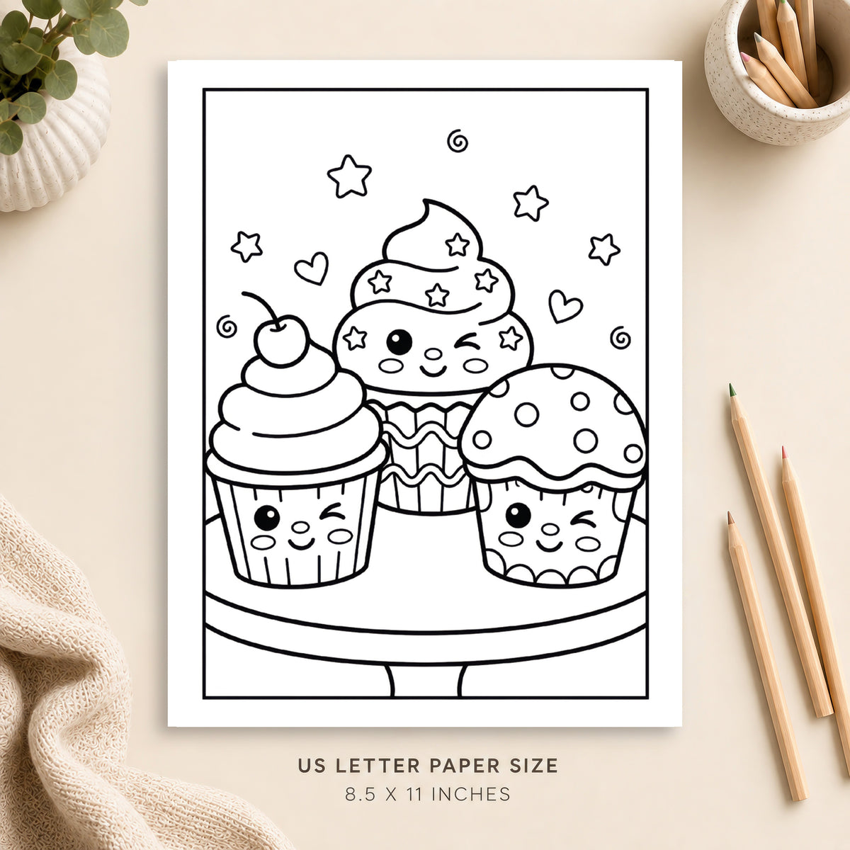 Cute Cupcake Coloring Page 6