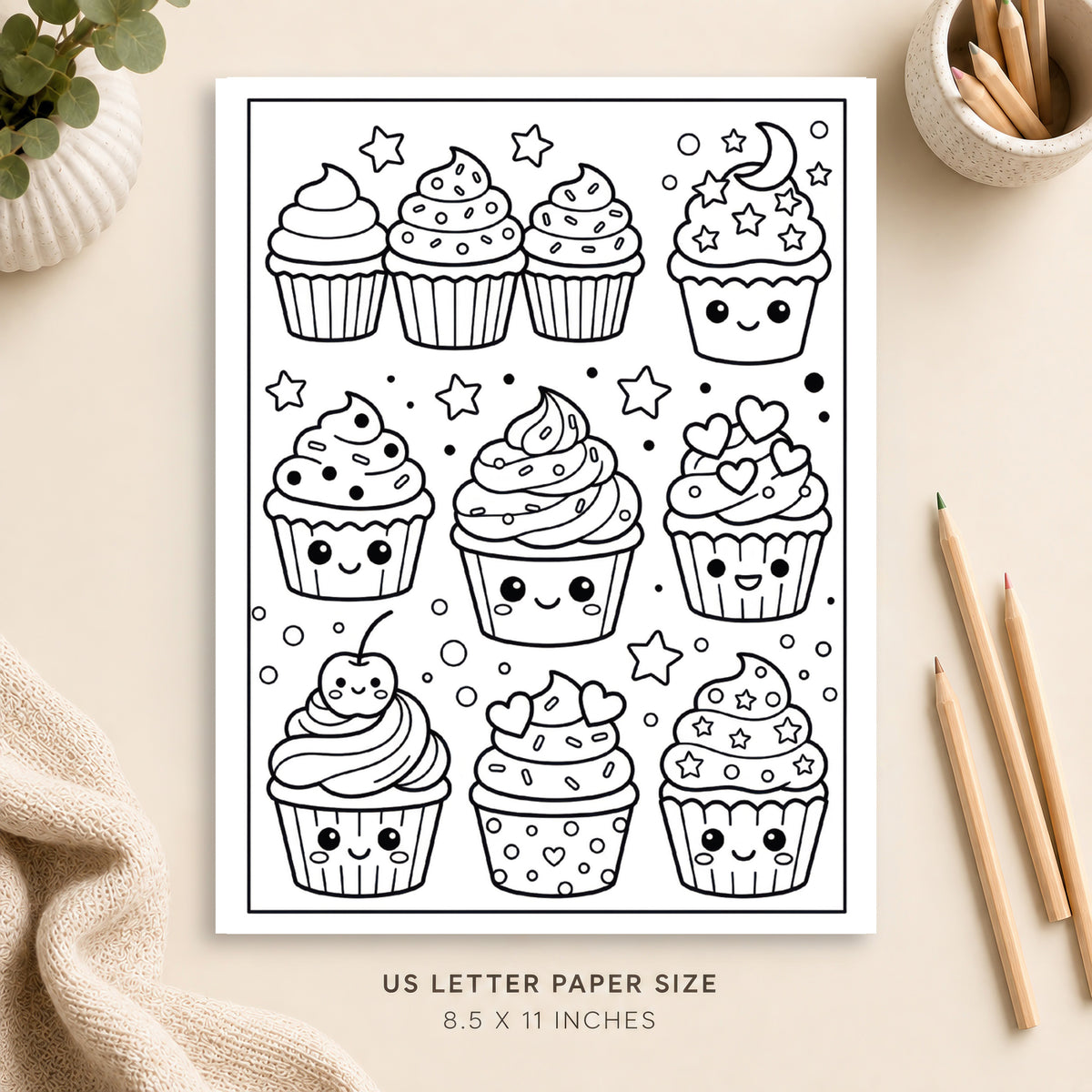 Cute Cupcake Coloring Page 7