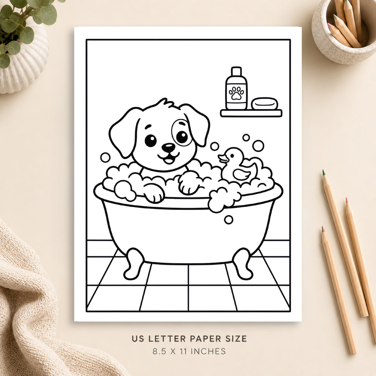 Cute Dog Coloring Page 3