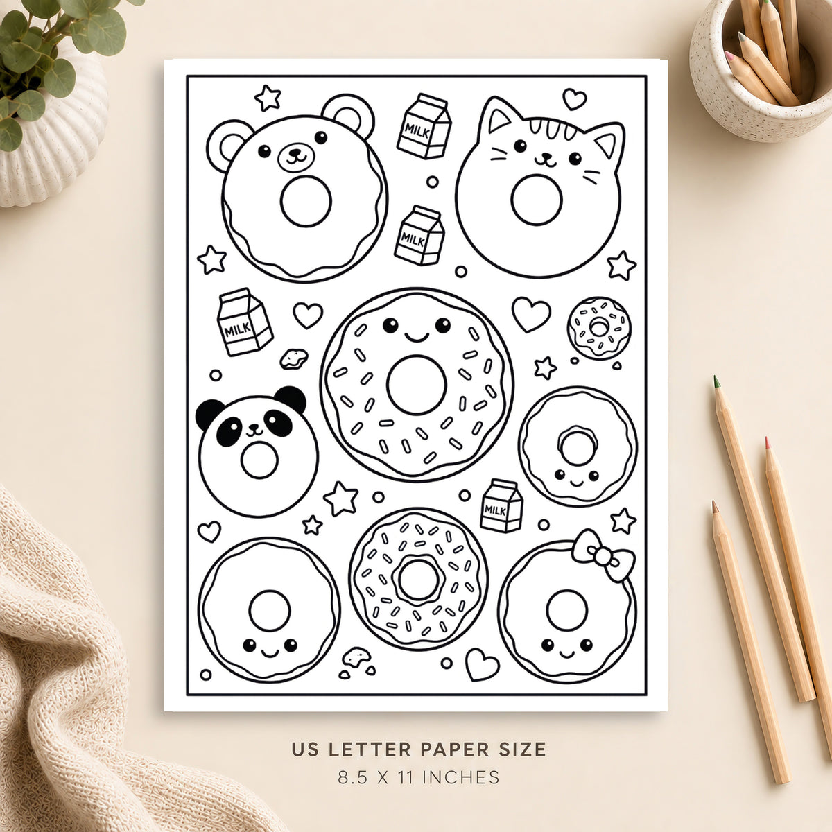 Cute Donut Coloring Page 5