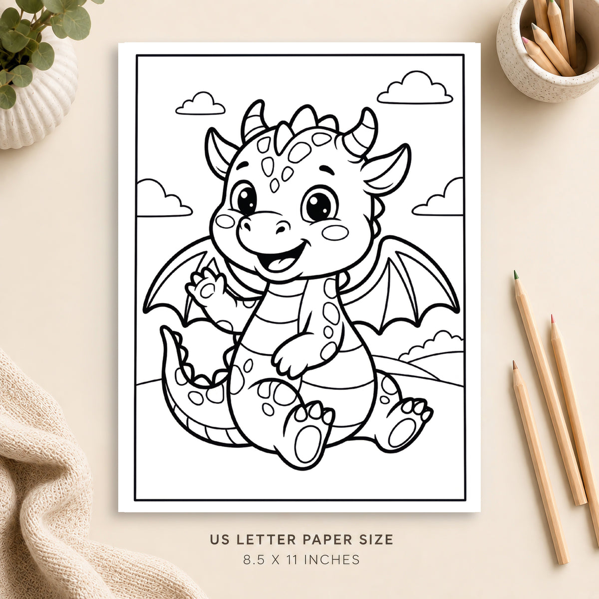 Cute Dragon Coloring Page 6