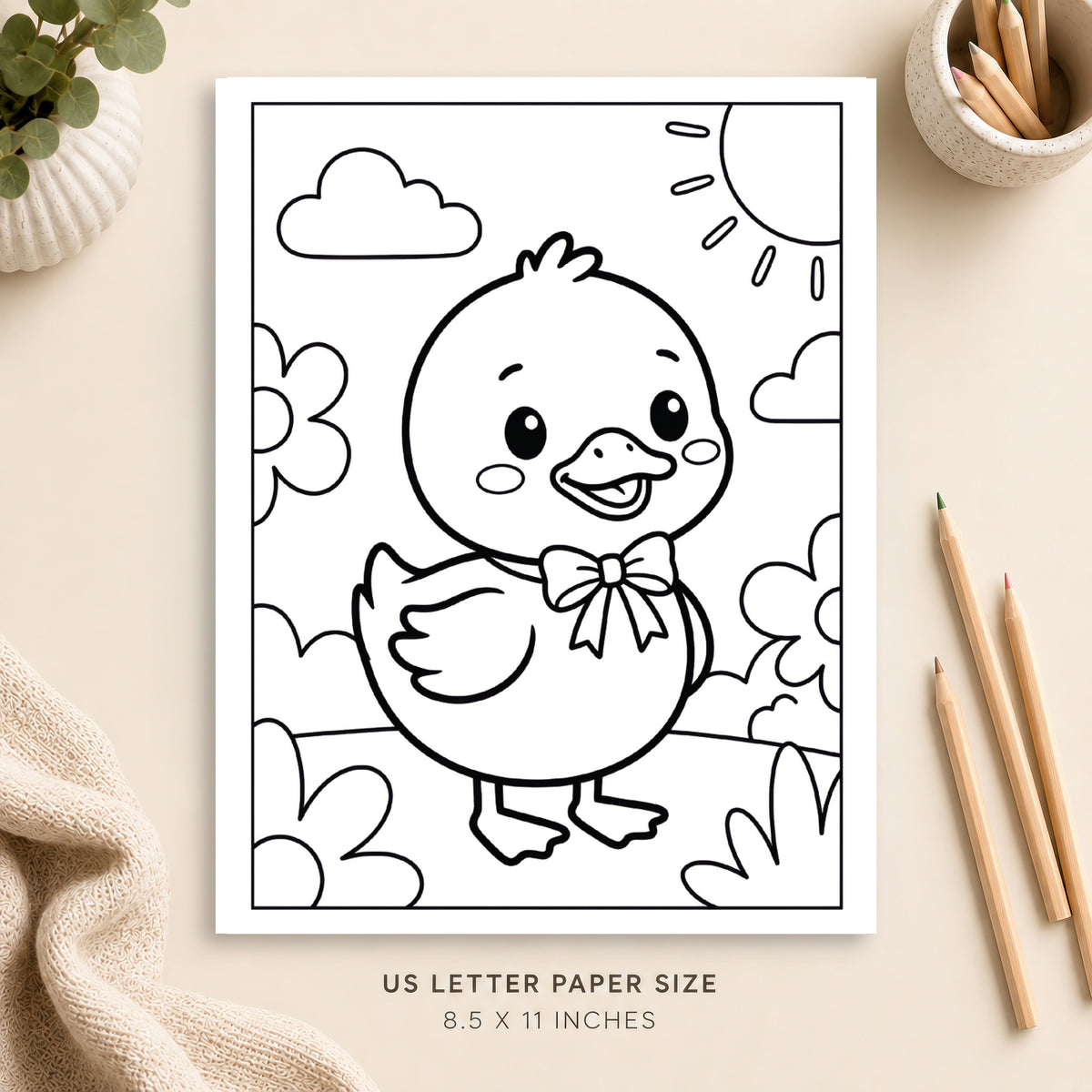 Cute Duck Coloring Page 3