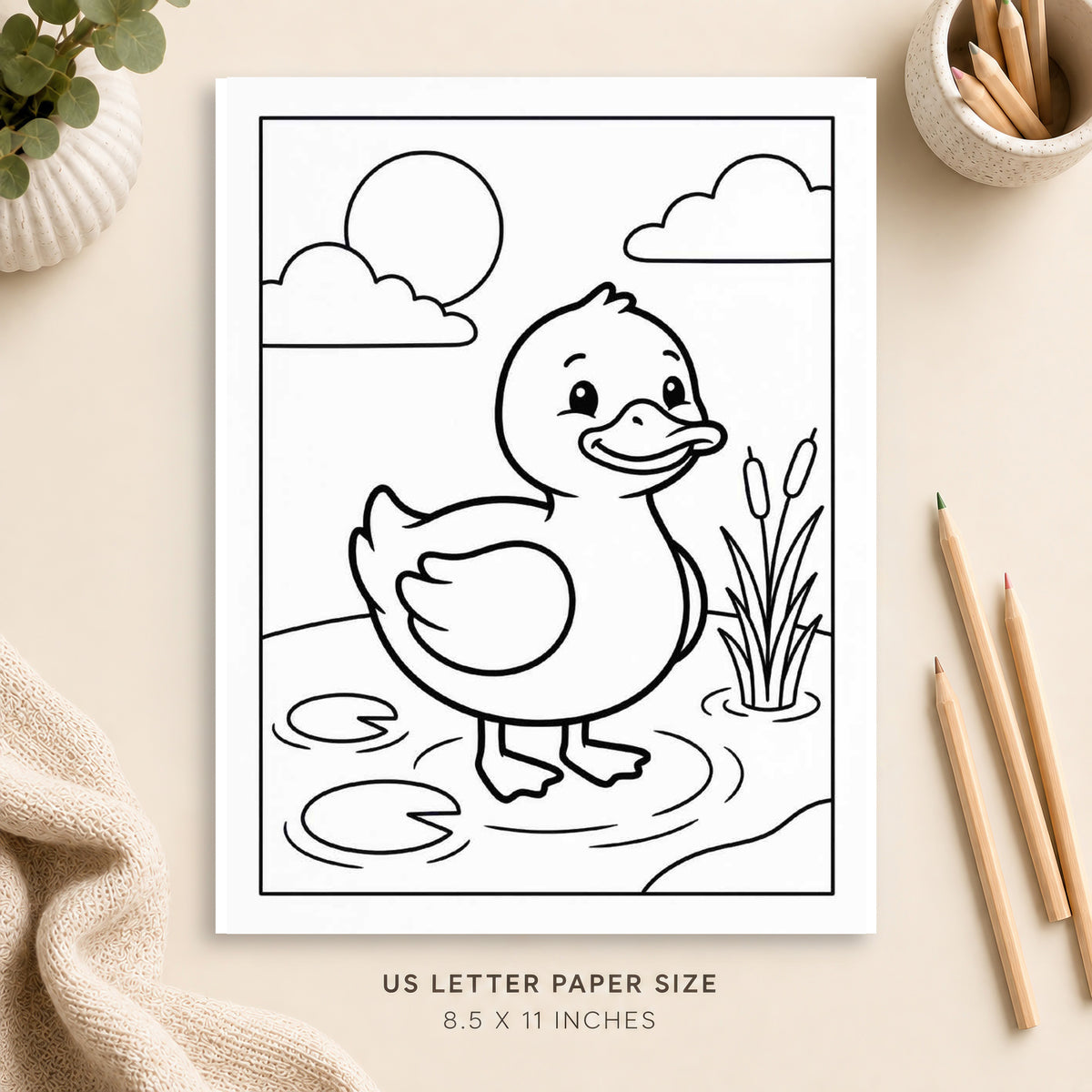 Cute Duck Coloring Page 4
