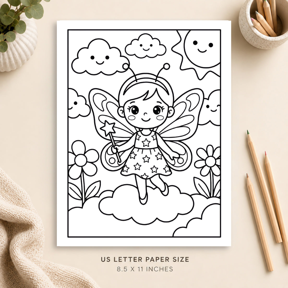 Cute Fairy Coloring Page 12