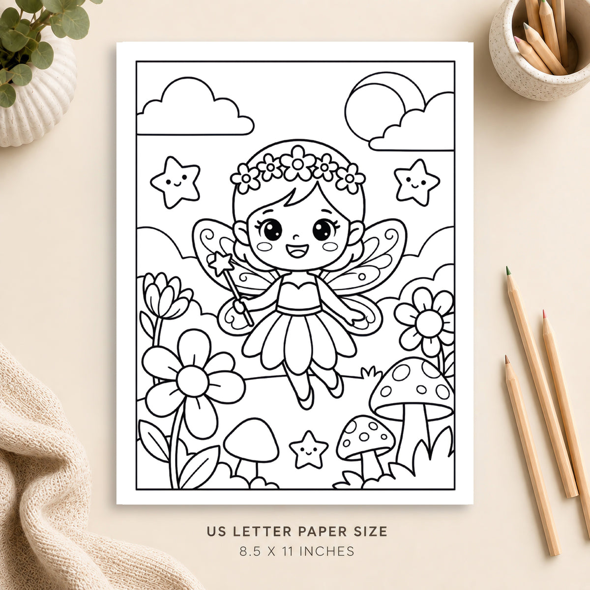 Cute Fairy Coloring Page 15