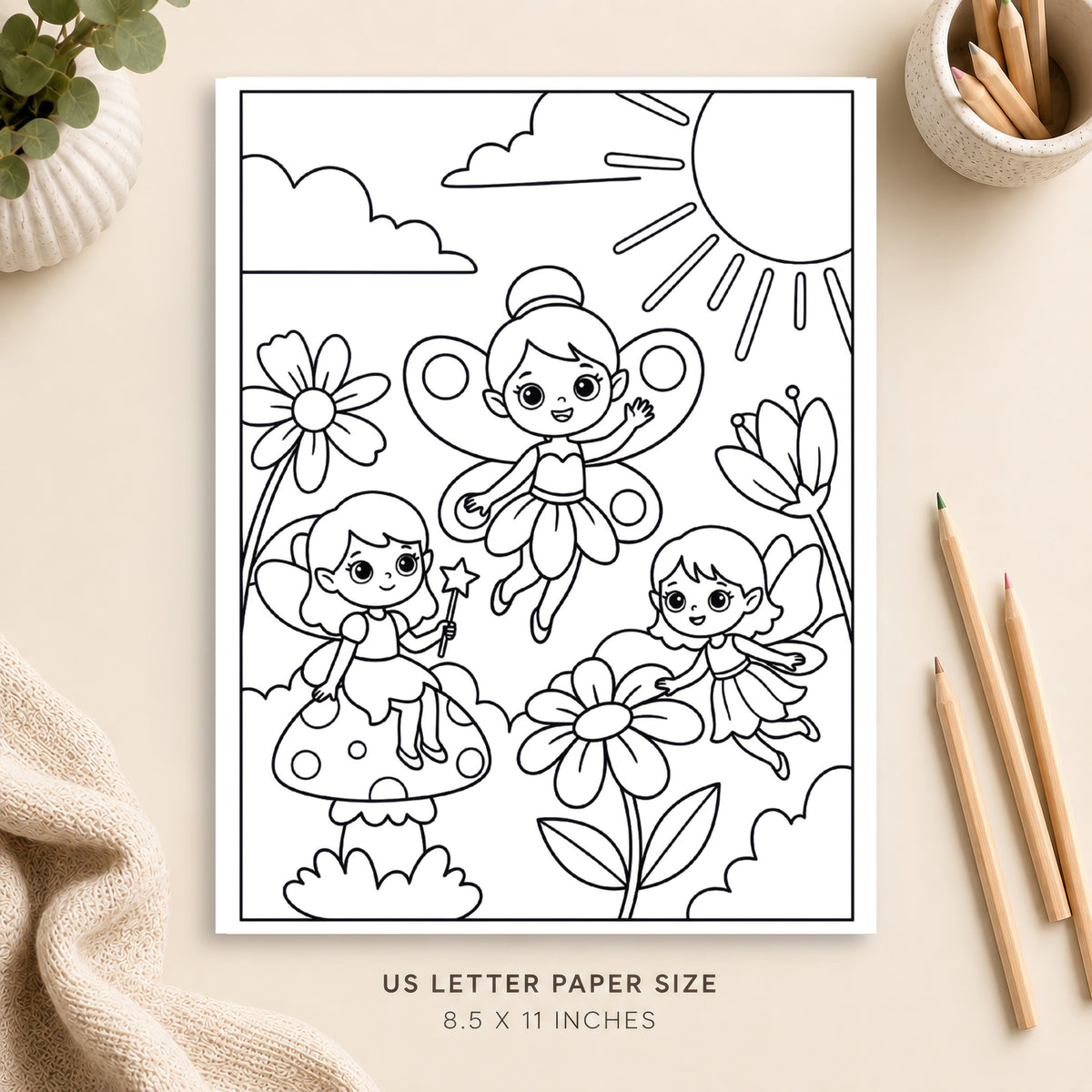 Cute Fairy Coloring Page 9