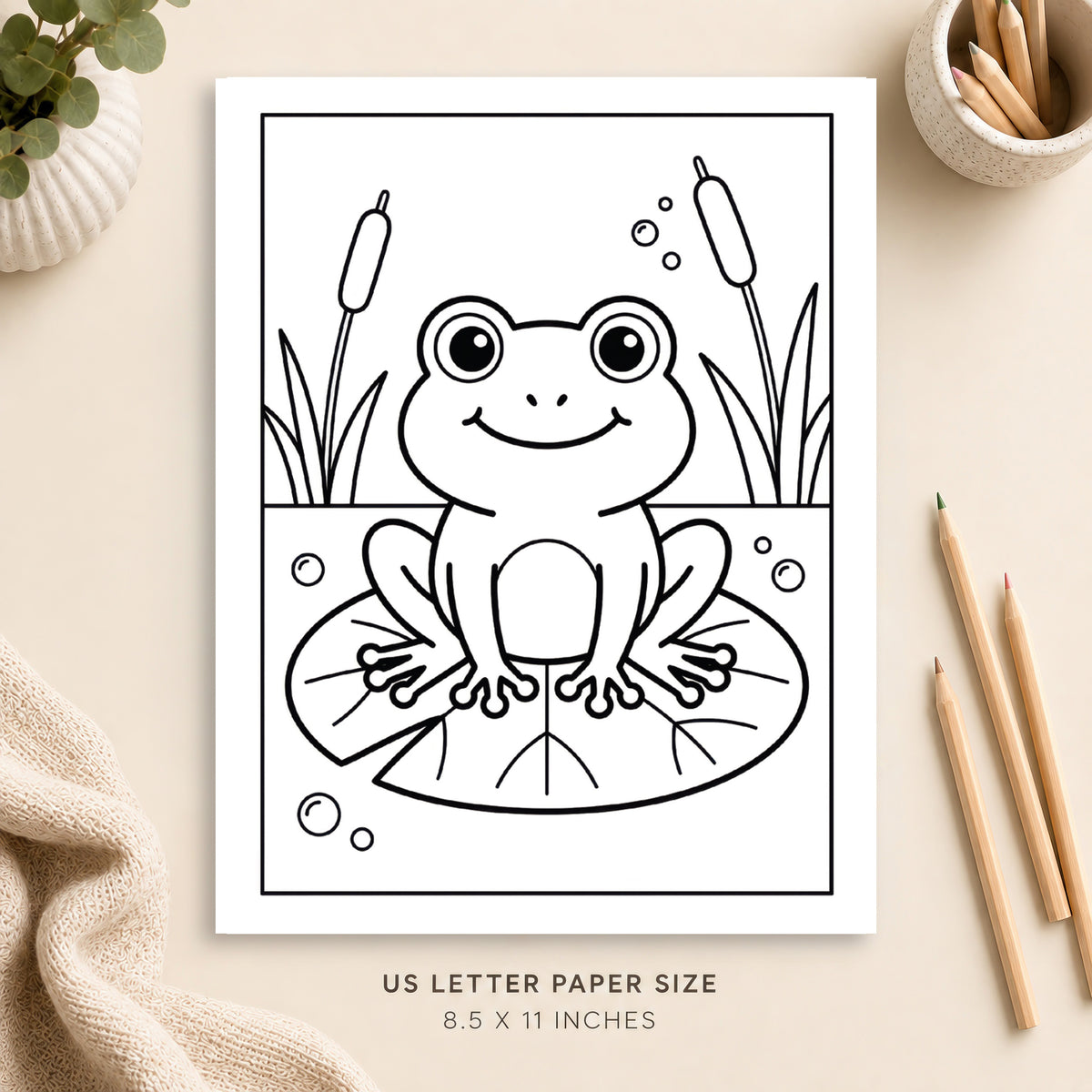 Cute Frog Coloring Page 1