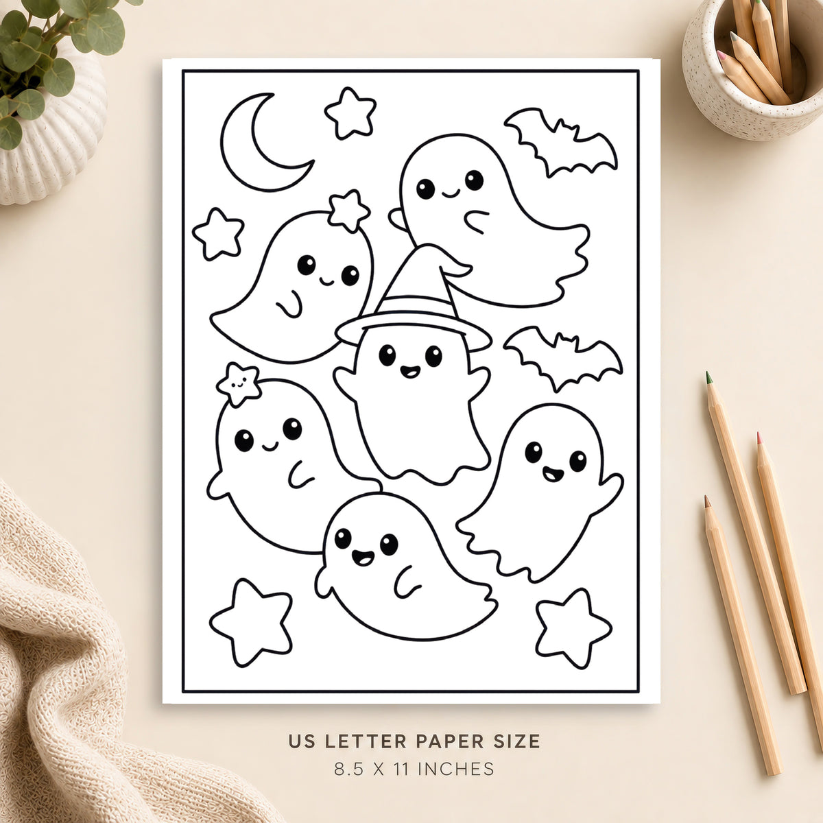 Cute Ghost Coloring Page 2