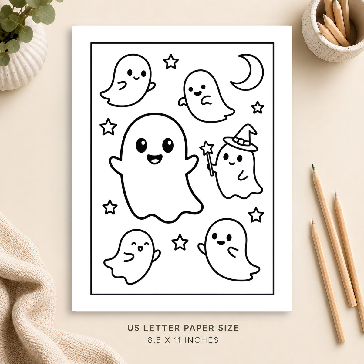 Cute Ghost Coloring Page 3