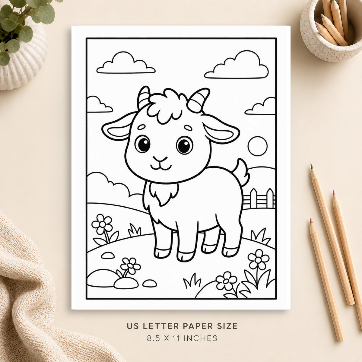 Cute Goat Coloring Page 4