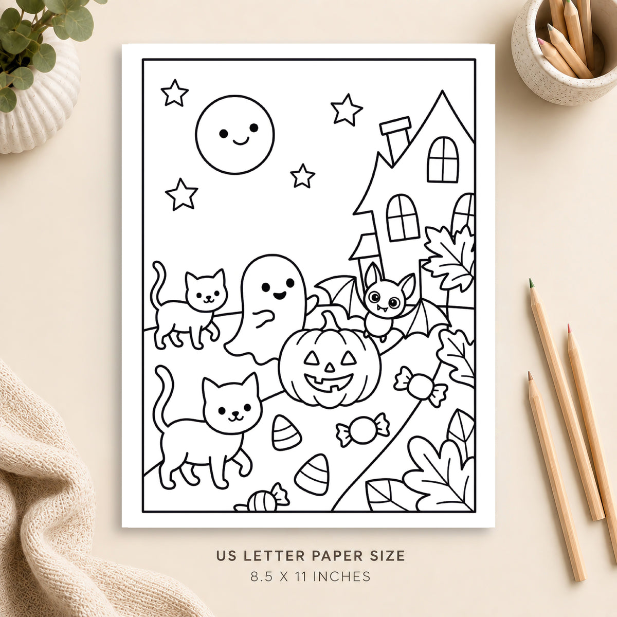 Cute Halloween Coloring Page 1