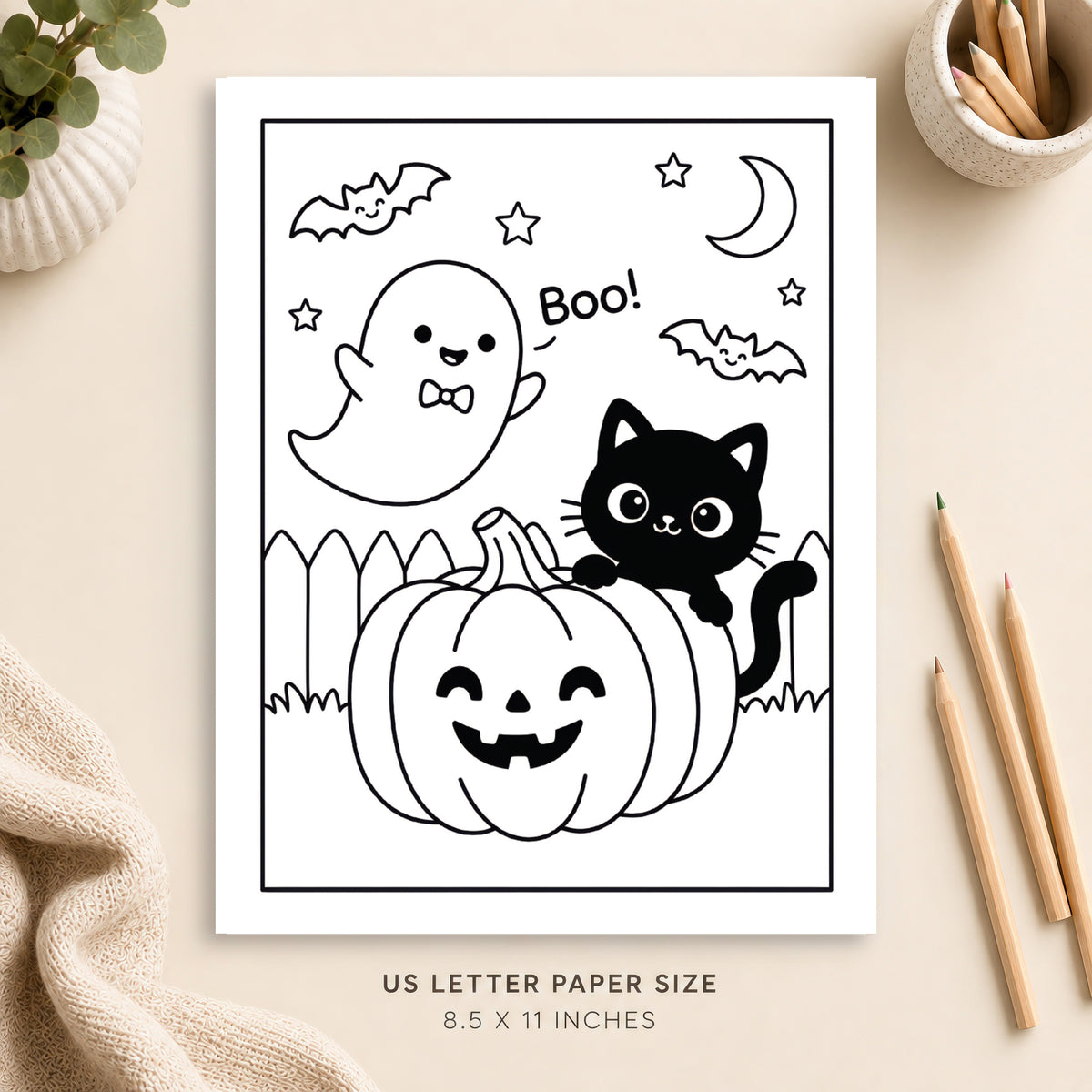 Cute Halloween Coloring Page 2