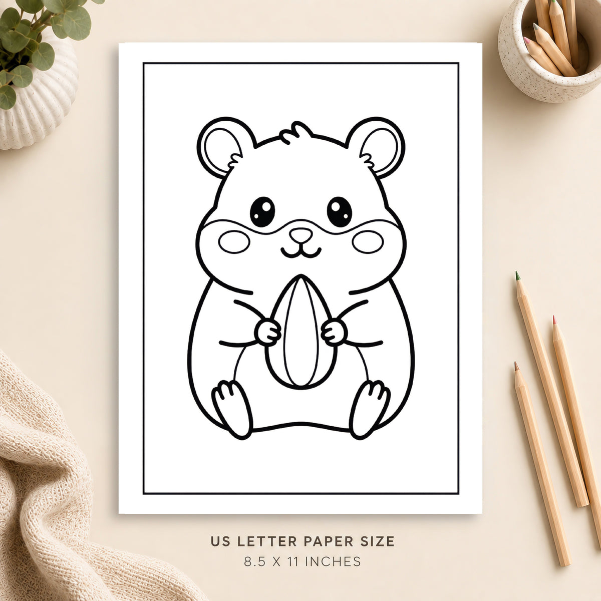Cute Hamster Coloring Page 1